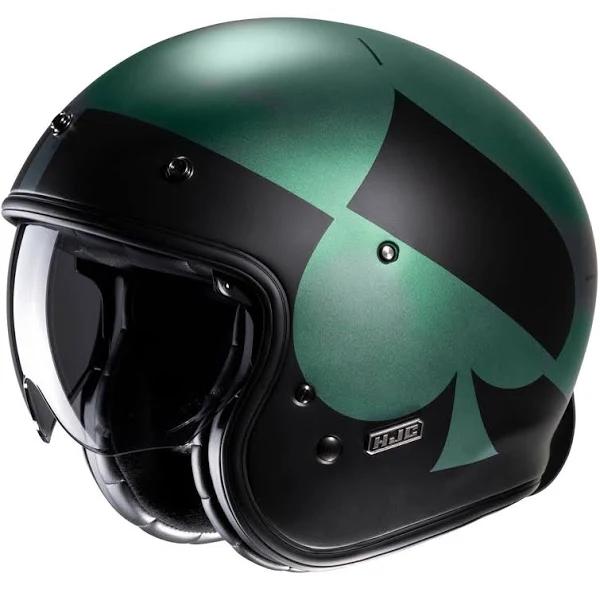 HJC V31 Kuz Retro Jet Helmet, black-green, Size S