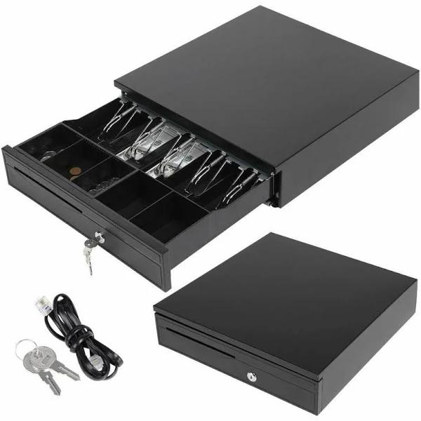 BatteryMate Cash Drawer Register POS 5 Bills + 5 Coins Tray | Electronic & Manual | Heavy Duty