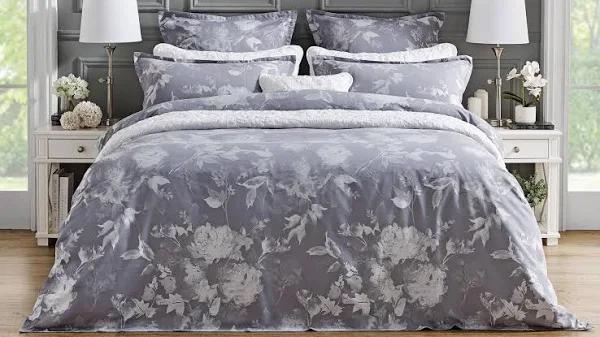 L'Avenue Luxury Grace Silver Quilt Cover Set - Super King