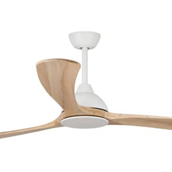 Martec Norfolk Aero 87" 3 Timber Blade Smart Wi-Fi DC Ceiling Fan With Remote Control - Matt White / Natural