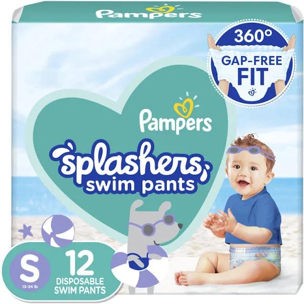 Pampers Splashers Swim Diapers Disposable Swim Pants, Small (13-24 lb), 12 Count