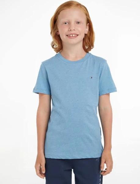 Tommy Hilfiger Boys Blue Marl Cotton Flag Logo T-Shirt