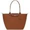 Longchamp Small Le Pliage Recycled Canvas Shoulder Tote Cognac