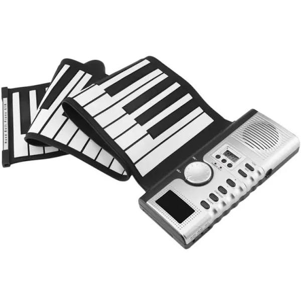 ammoon 61 Keys Roll Up Piano Keyboard Soft Silicone Electronic Piano with Built-in Speaker LCD Display Recording