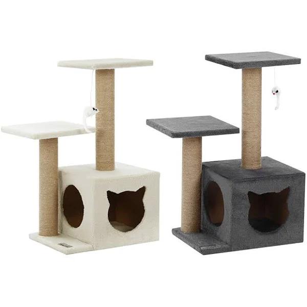 YES4PETS Beige / Grey Cat Scratching Tree Scratcher Post Pole Furniture Gym House - AfterPay & zipPay Available