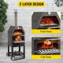 VEVOR Outdoor Pizza Oven 12" Wood Fire Oven 2-Layer Pizza Oven Wood Fired Wood Burning Outdoor Pizza Oven with 2 Removable Wheels Wood Fired Pizza