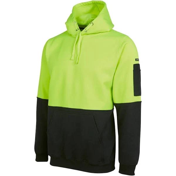 JBs Mens Hi Vis Pull Over Hoodie 6HVPH (Lime/Black, 5XL)