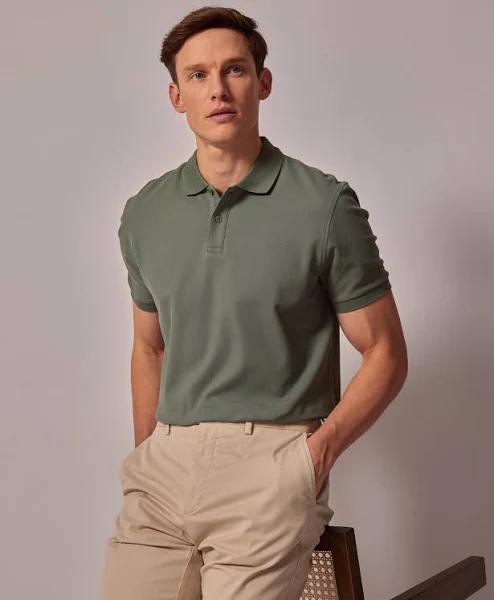 Hawes & Curtis Green Mercerised Cotton Polo Shirt - Short Sleeve