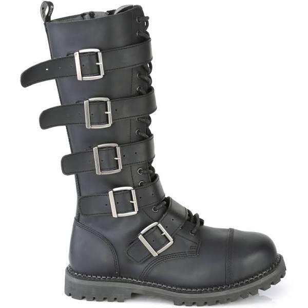 RIOT-18BK Black Vegan Leather Knee Boot 5