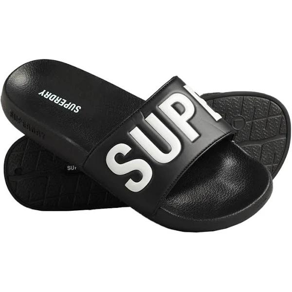 Superdry Code Core Pool Sliders - Black & White