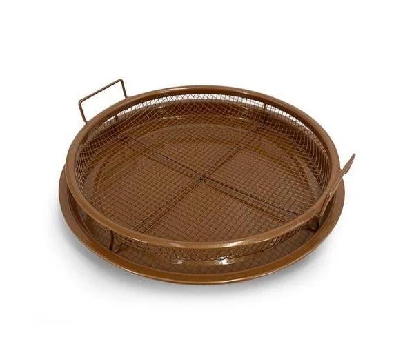 Oven Baking Stainless Steel Baking Pan Drain The Oil Mold, Specification: Round Bronze