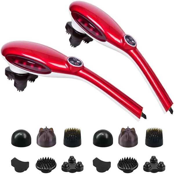 SOGA 2x 6 Heads Portable Handheld Massager Soothing Stimulate Blood Flow Shoulder Red