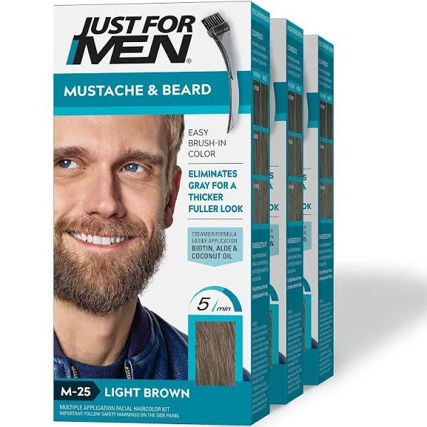 Just for Men Mustache & Beard, Beard Coloring for Gray Hair with Brush Included