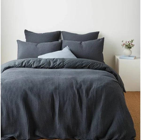 Target Australian Cotton Waffle Quilt Cover Set - Grey - Super King Bed - AfterPay & zipPay Available