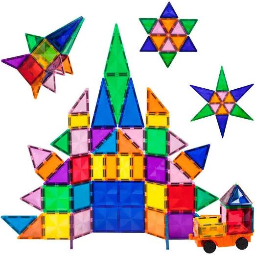 PicassoTiles 80 Piece Magnetic Building Block Construction Toy Set Dia