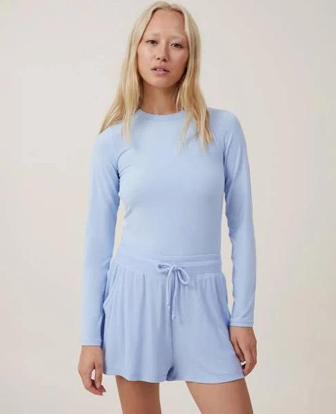 Cotton On Body - Women's Blue Pyjama Tops - Soft Lounge Long Sleeve Crew Neck Top - Size L at The Iconic