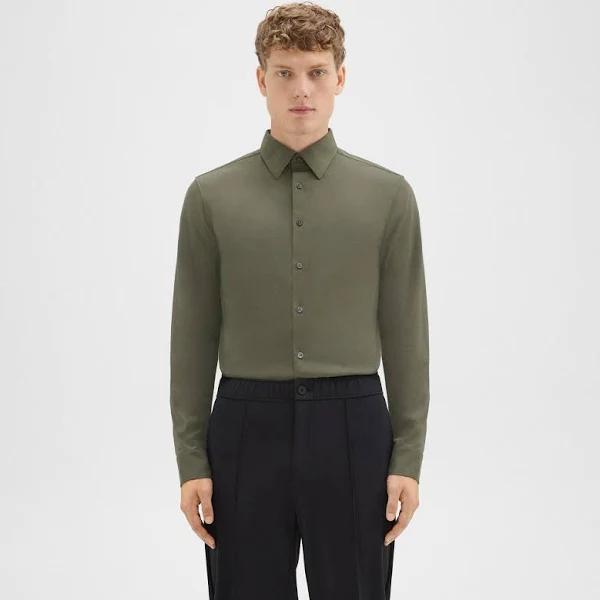 Theory Sylvain Structure Knit Shirt in Uniform - Green. Size M (also in S).