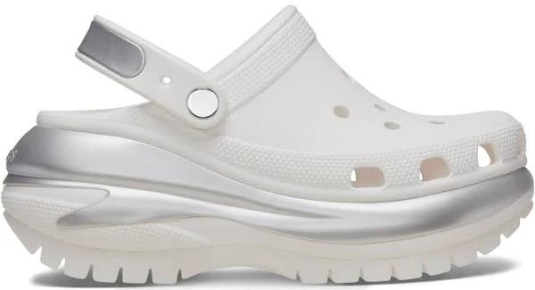 Crocs Mega Crush Metallic Clog; White / Silver, W11/M9