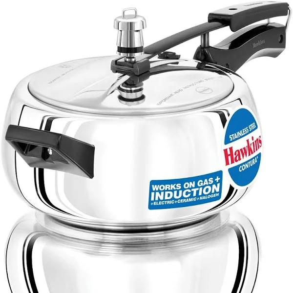 Hawkins Contura Stainless Steel Pressure Cooker, 3.5 Liter Capacity