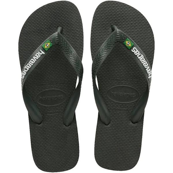 Havaianas Brasil Logo Flip Flops Dark Green - 45-46