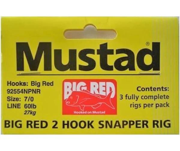 Mustad Big Red Snapper Rig 2 Hook Set Up x 3 Rigs 7/0