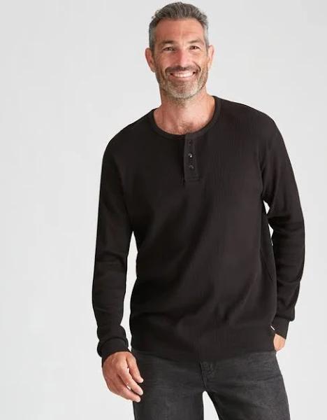 Rivers - Mens Tops - Long Sleeve Waffle Henley Tee