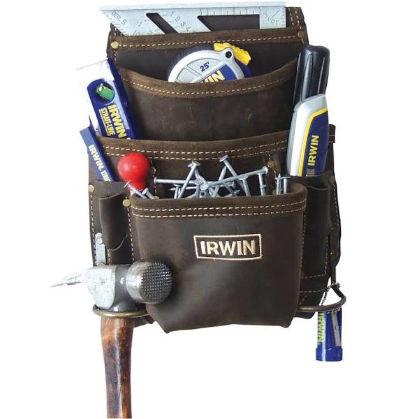 Irwin 10 Pocket Leather Nail and Tool Bag - TCC825