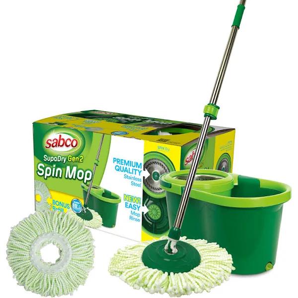 Sabco SupaDry Spin Mop and Bucket Gen2 with Bonus Refill