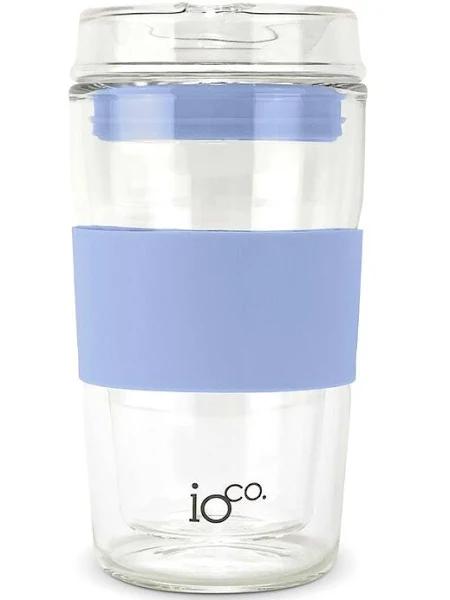 IOco 12oz Reusable Glass Coffee Travel Cup - Sea Spray