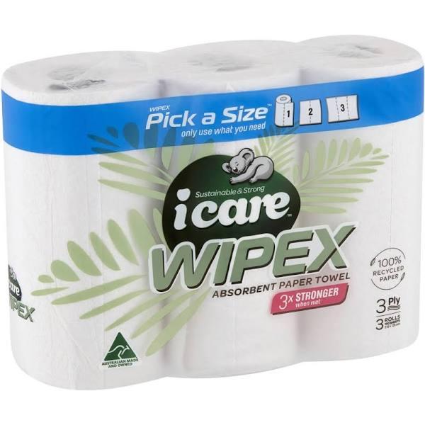 Icare Wipex Absorbent Recycled Pick A Size Paper Towel 3 Pack