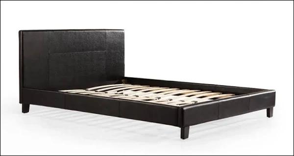 Queen Bed Frame Black Pu Leather