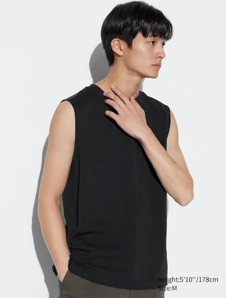 Uniqlo Airism Cotton Sleeveless T-Shirt - Black Size L