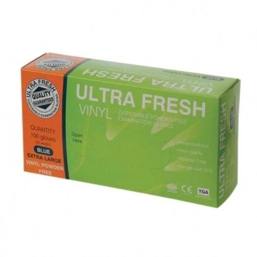 Ultra Fresh Examination Vinyl Clear Powder Free Disposable Gloves, Small / 100 / Box