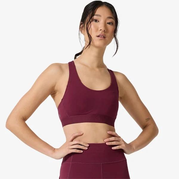 Ell/Voo Womens Essentials Training Crop Sports Bra Burgundy S