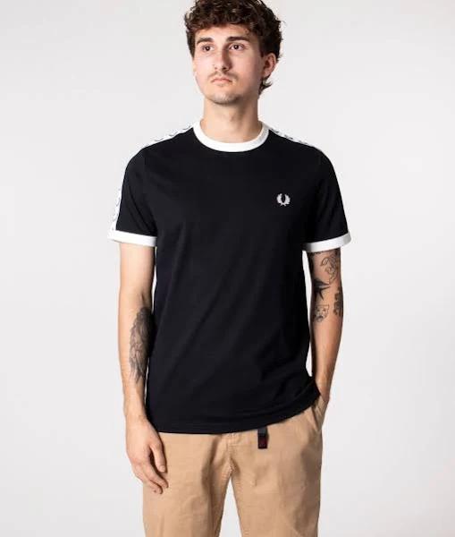 Fred Perry Men's Taped Ringer T-Shirt in Black, Size XS | End Clothing