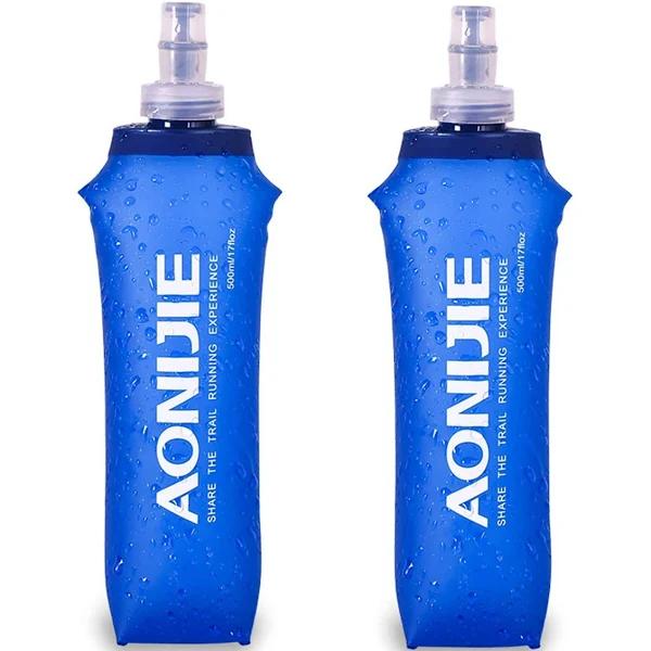 AONIJIE TPU Soft Folding Water Bottles Bpa Free Collapsible Flask For Hydration Pack For Running Hiking Cycling Climbing Pack of 2