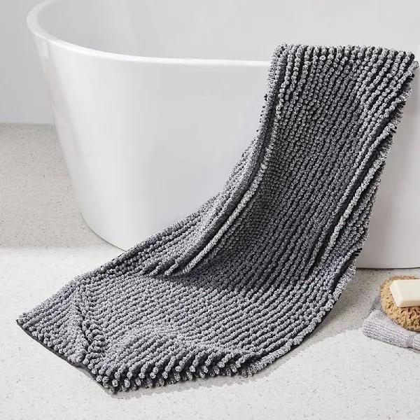 Adairs Microplush Graphite Marle Bobble Bath Runner