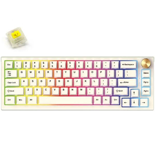 Fantech MAXFIT67 Wireless RGB White Mechanical Keyboard Gateron Yellow