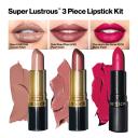 Revlon Lipstick Set, Super Lustrous 3 Piece Gift Set, High Impact, Multi-Finish in Cream, Pearl & Matte, Pack of 3