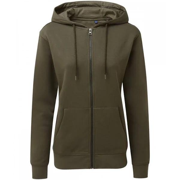 Asquith & Fox Womens/Ladies Zip-Through Organic Hoodie Olive 8 UK