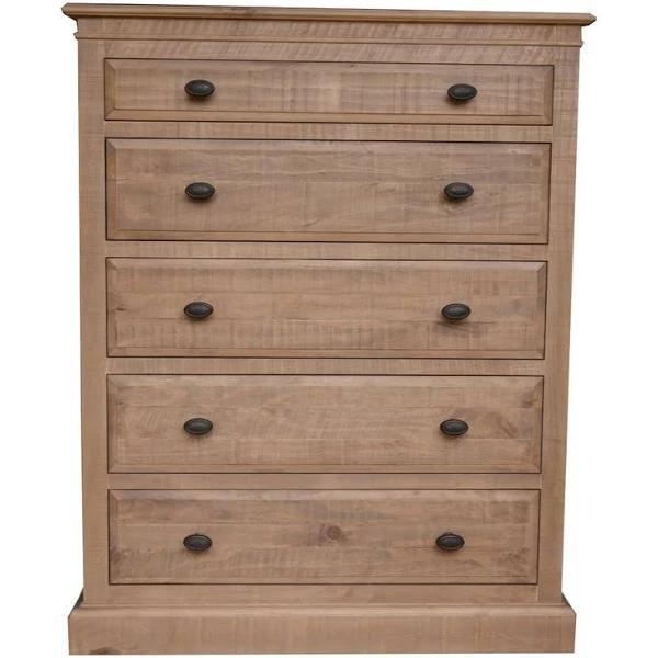 Jade Tallboy 5 Chest of Drawers Bed Storage Cabinet Stand - Natural