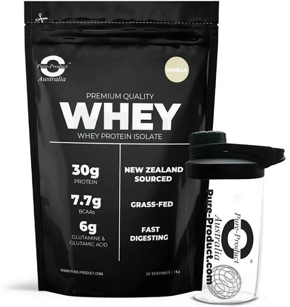 Pure Product Australia Whey Protein Isolate 4kg Vanilla with Shaker Glass