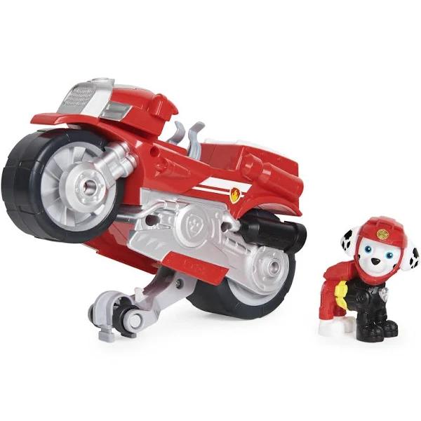 Paw Patrol , Moto Pups Marshall’s Deluxe Pull Back Motorcycle Vehicle With Wheelie Feature and Toy Figure