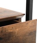 VASAGLE Rustic Brown and Black Tempered Glass Side Table With Drawer and Shelf