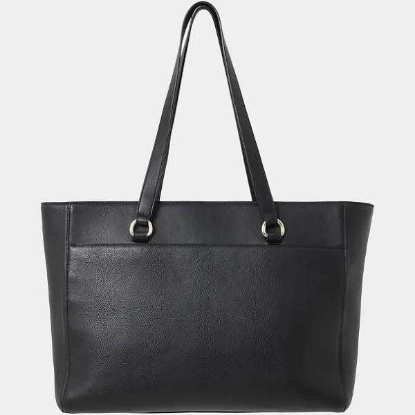 Forcast Women's Valerie Leather Tote Bag - Black - OS - AfterPay & zipPay Available