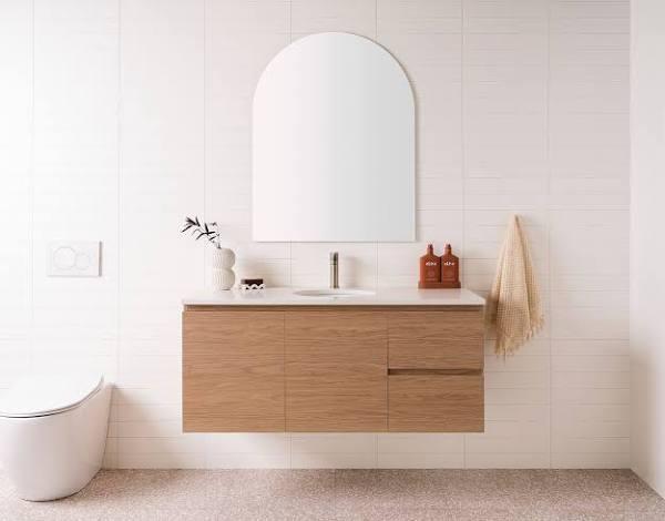 ADP Glacier Lite Twin Vanity Wall Hung - Left Offset Bowl - Cherry Pie - 1050mm (L) x 500mm (W) x 570mm (H)