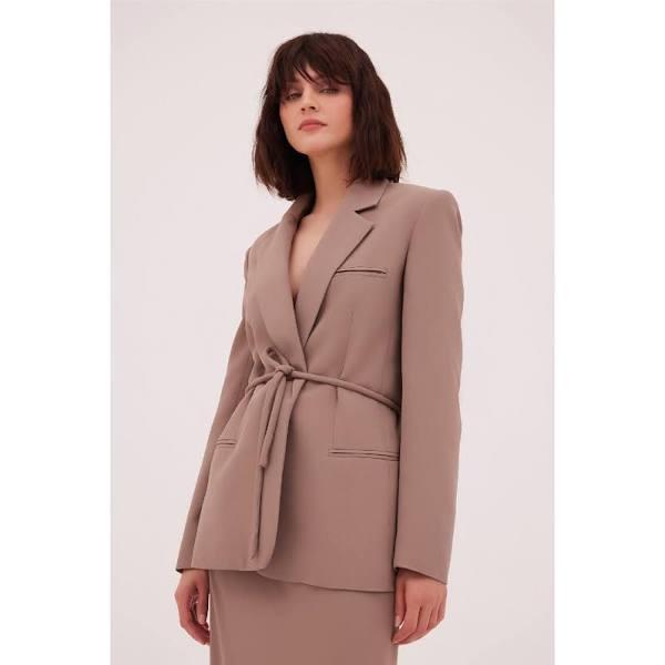 Bianca Spender Taupe Suiting Shifting Jacket M Bronze AU698698