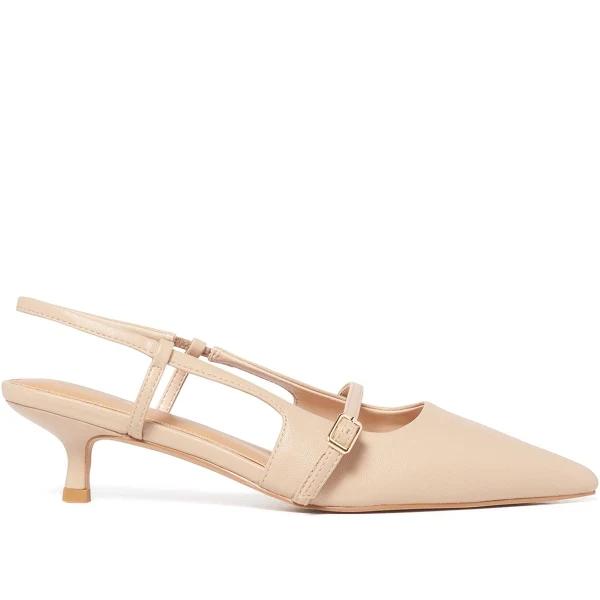 Forever New Aviva Slingback Court Heels in Nude, Size 36 EU