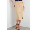 Rockmans Midi Length Button Curved Hem Belted Skirt - Size 14 - Womens - Latte