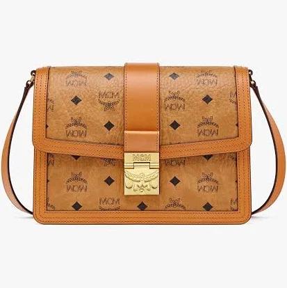 MCM Tracy Shoulder Bag in Visetos Cognac Visetos